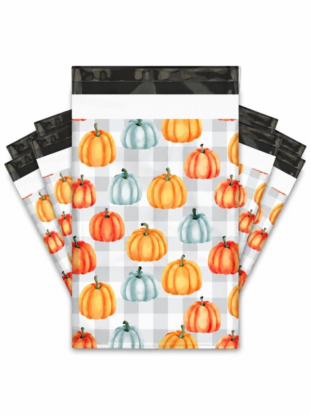 25 10x13 Poly Mailers Pumpkins Fall Harvest Shipping Envelopes Self Seal Bags